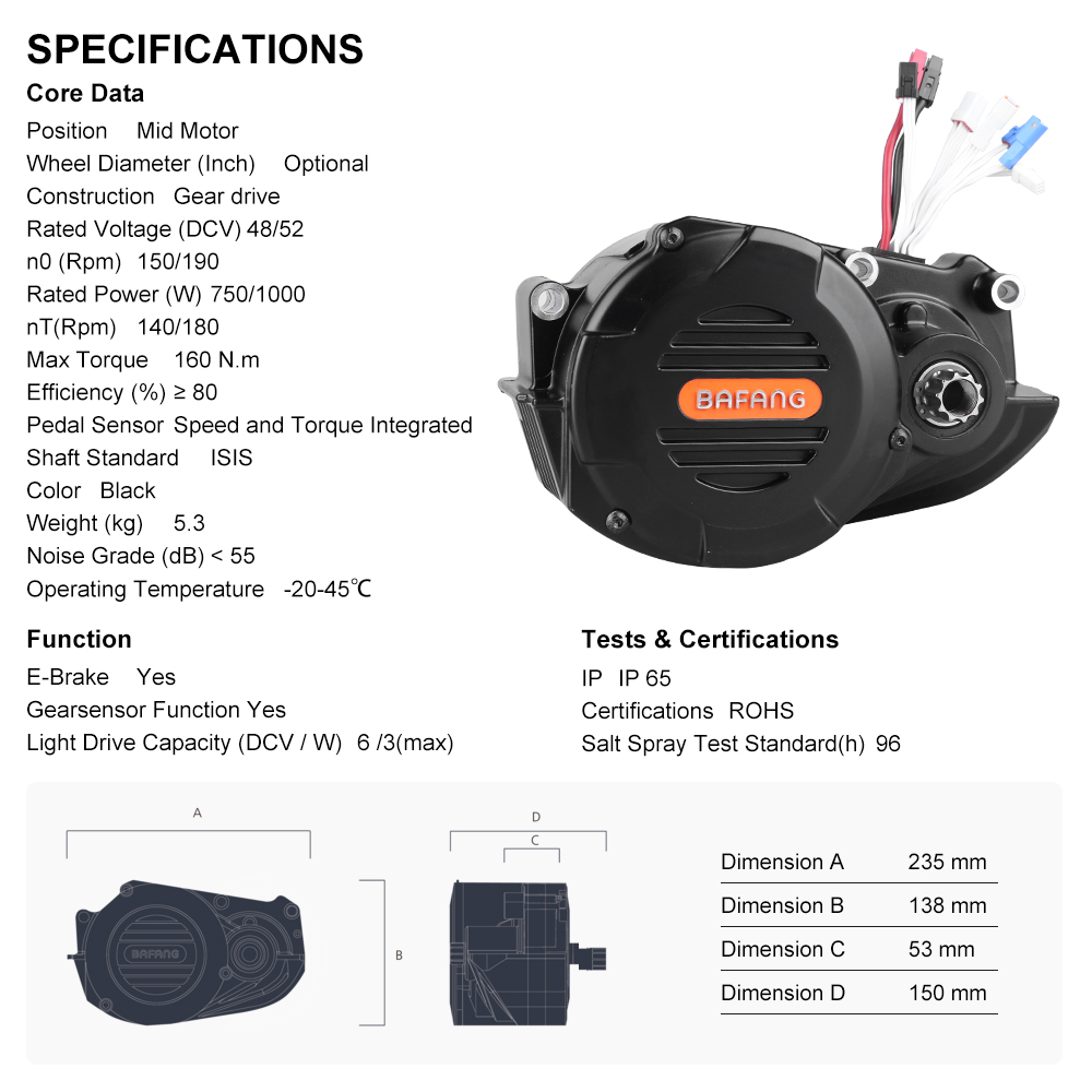 risunmotor M620 G510 48V 52V 1 - Mid Drive Conversion Kit 1000W のレビューと価格