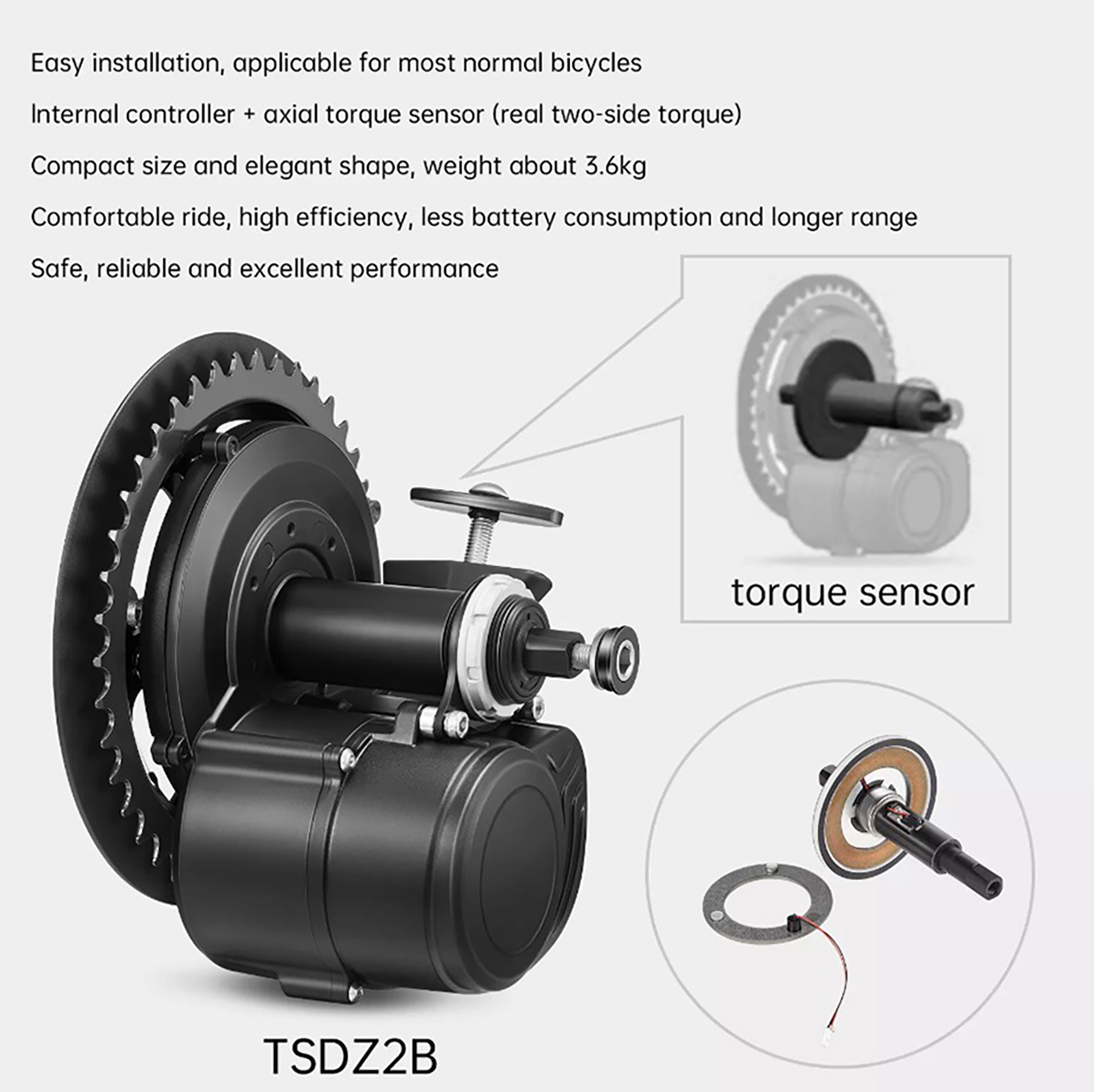 Tongsheng-電動自転車用の高速トルクセンサー,変換キ - High Torque Brushless Mid Motor Kit のレビューと価格